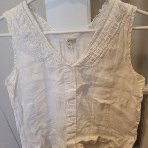 J.Jill Linen Pleated Button-Down Crop SP